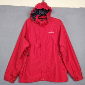 Eddie Bauer WeatherEdge Jacket Mens Large Red Hooded Waterproof Windbreaker